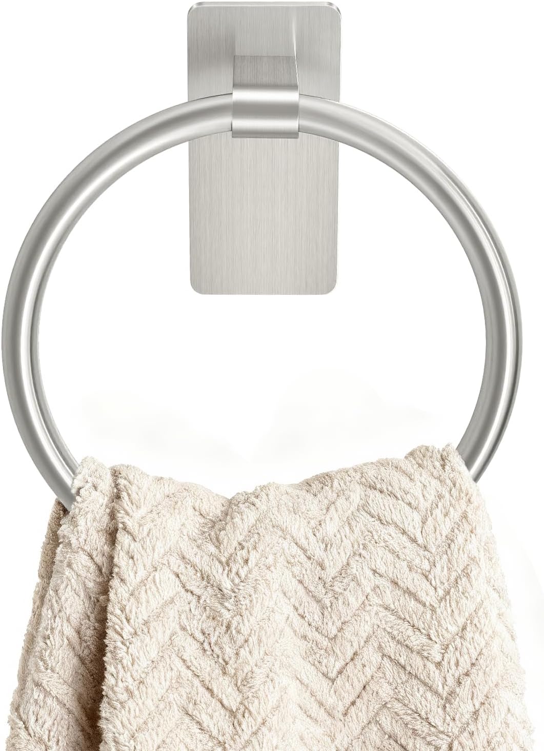 Detalle de STWWO 104108013 Hand Towel Ring, Brushed Nickel Adhesive Mount