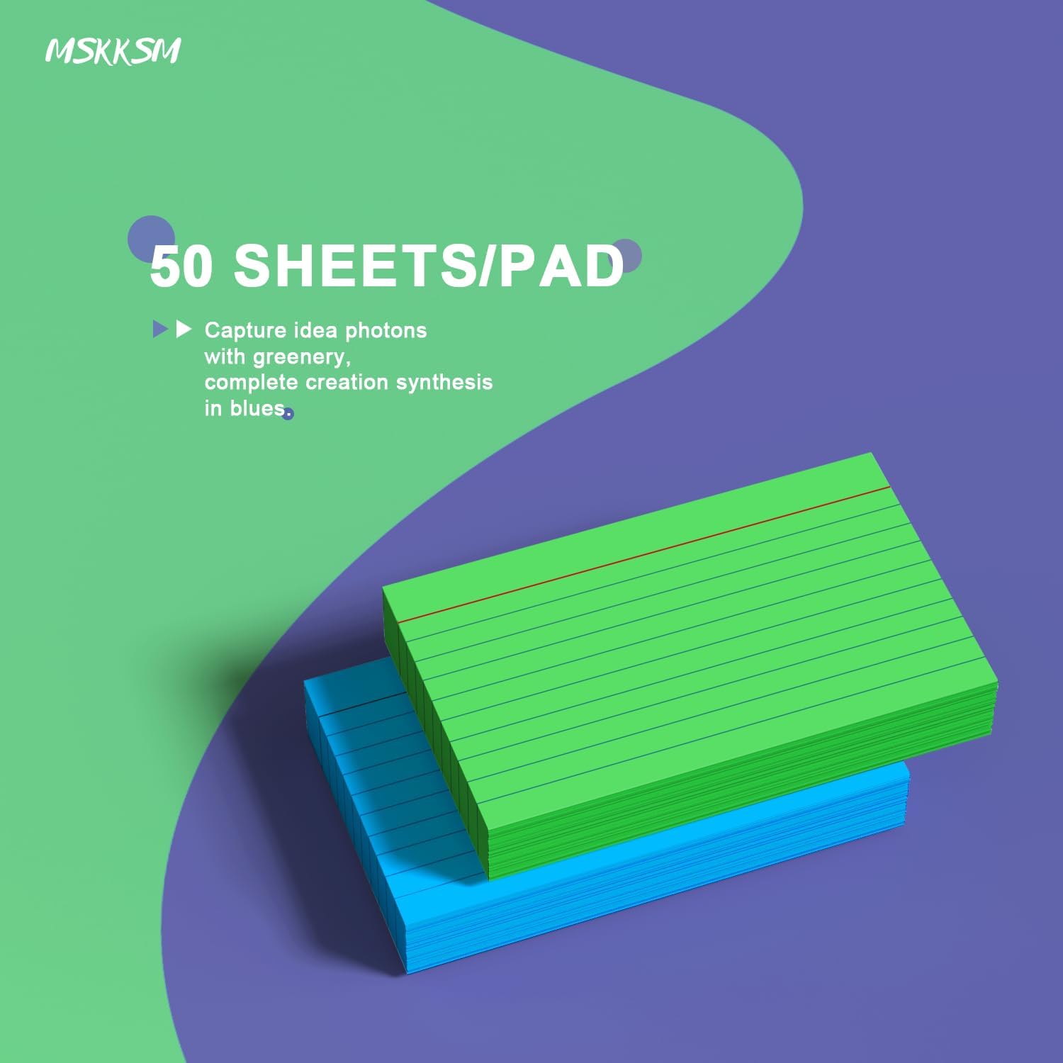Detalle 2 de MSKKSM 3 x 5-Inch Ruled Index Cards, 300 Count, Six Neon Colors