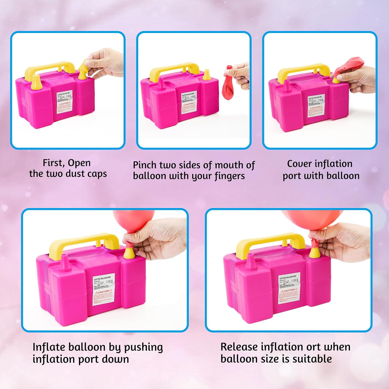 Detalle de Portable Electric Balloon Pump with Dual Nozzles (600W) for Party, Wedding & Festival Balloons
