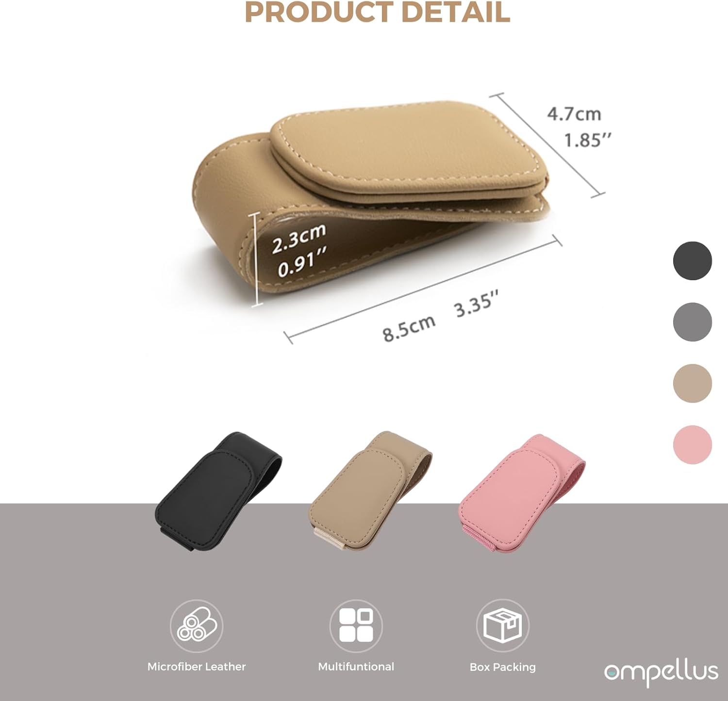 Thumbnail 6 de Ompellus 2 Pack Magnetic Leather Sunglass Holder Clips for Car Sun Visors (Black)