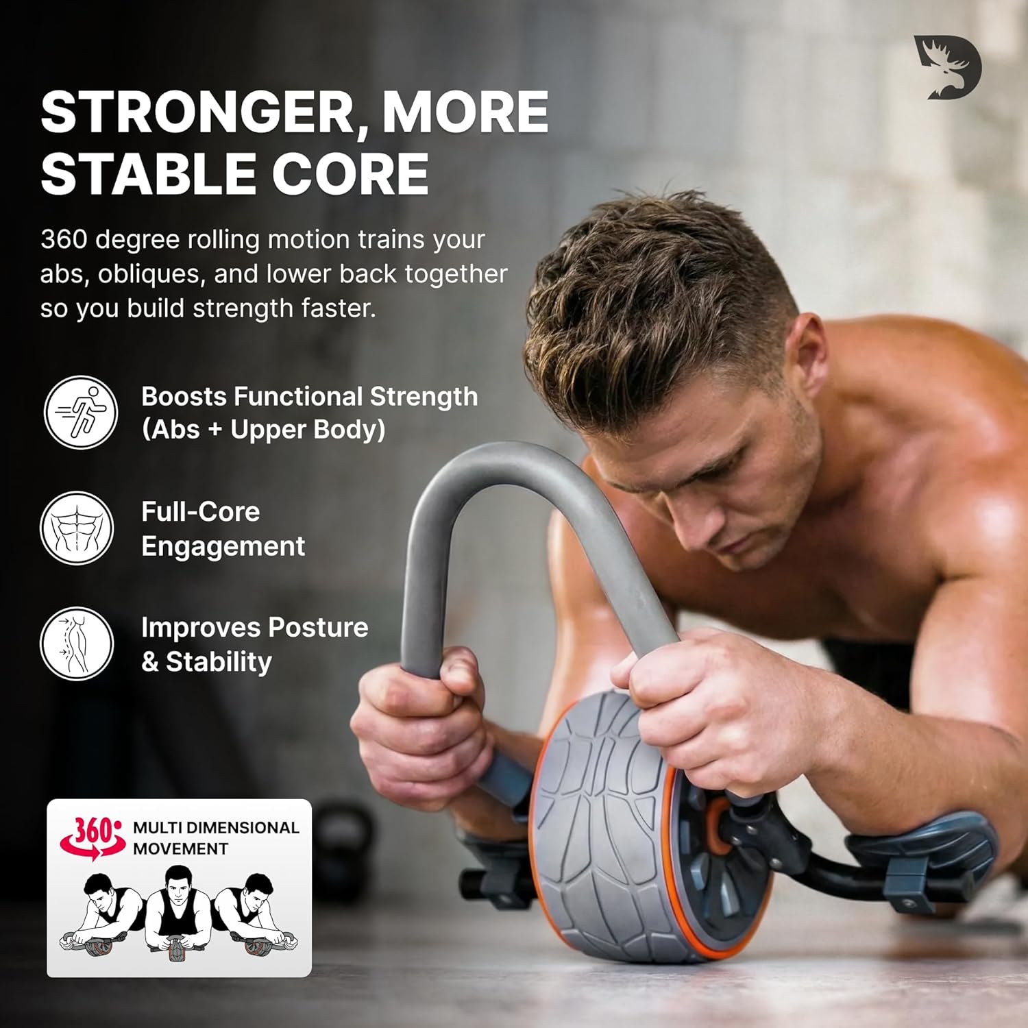 Thumbnail 1 de DMoose Fitness Ab Roller Wheel with Elbow Support & 2 Knee Pads