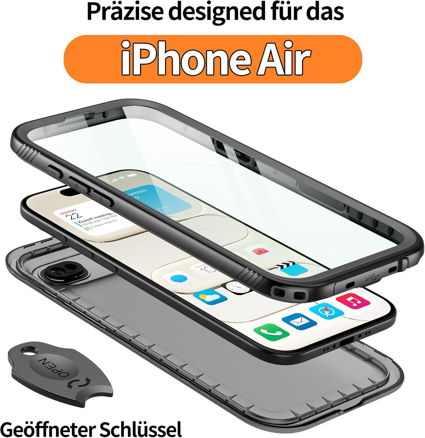 Detalle de Cozycase TOP Militärschutz für iPhone Air – wasserdichte 360° Panzerhülle mit Display‑ und Kameraschutz