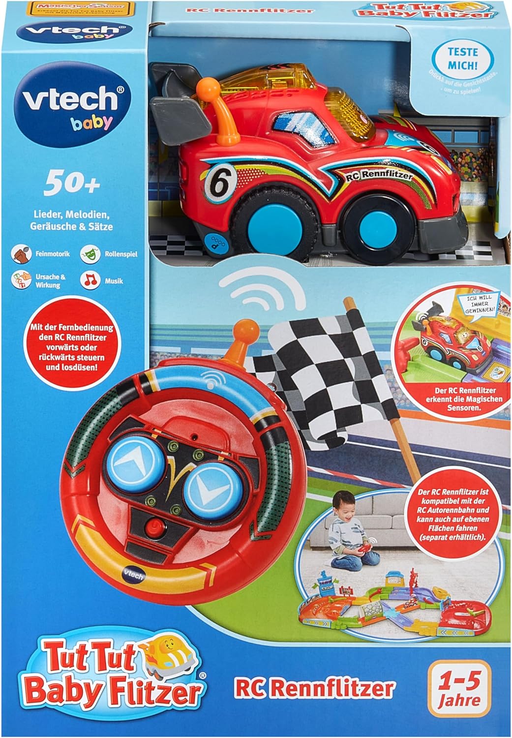 Thumbnail 4 de Vtech Baby TUT TUT Baby Flitzer RC Rennflitzer – ferngesteuertes Spielzeugauto für Kinder von 1 bis 5 Jahren
