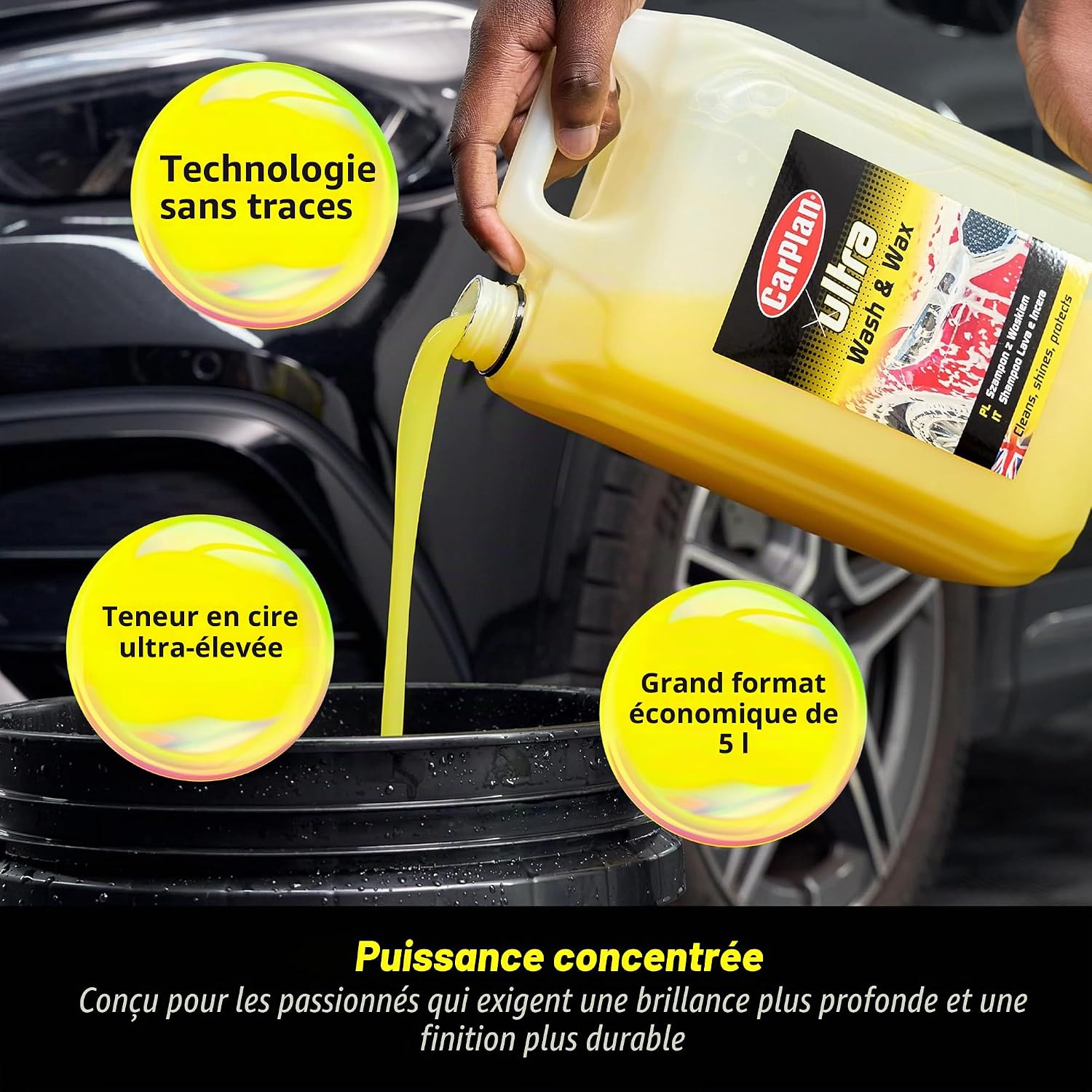 Thumbnail 2 de CarPlan Ultra Wash and Wax 5L – Shampooing voiture pH neutre avec cire, nettoyage sans traces