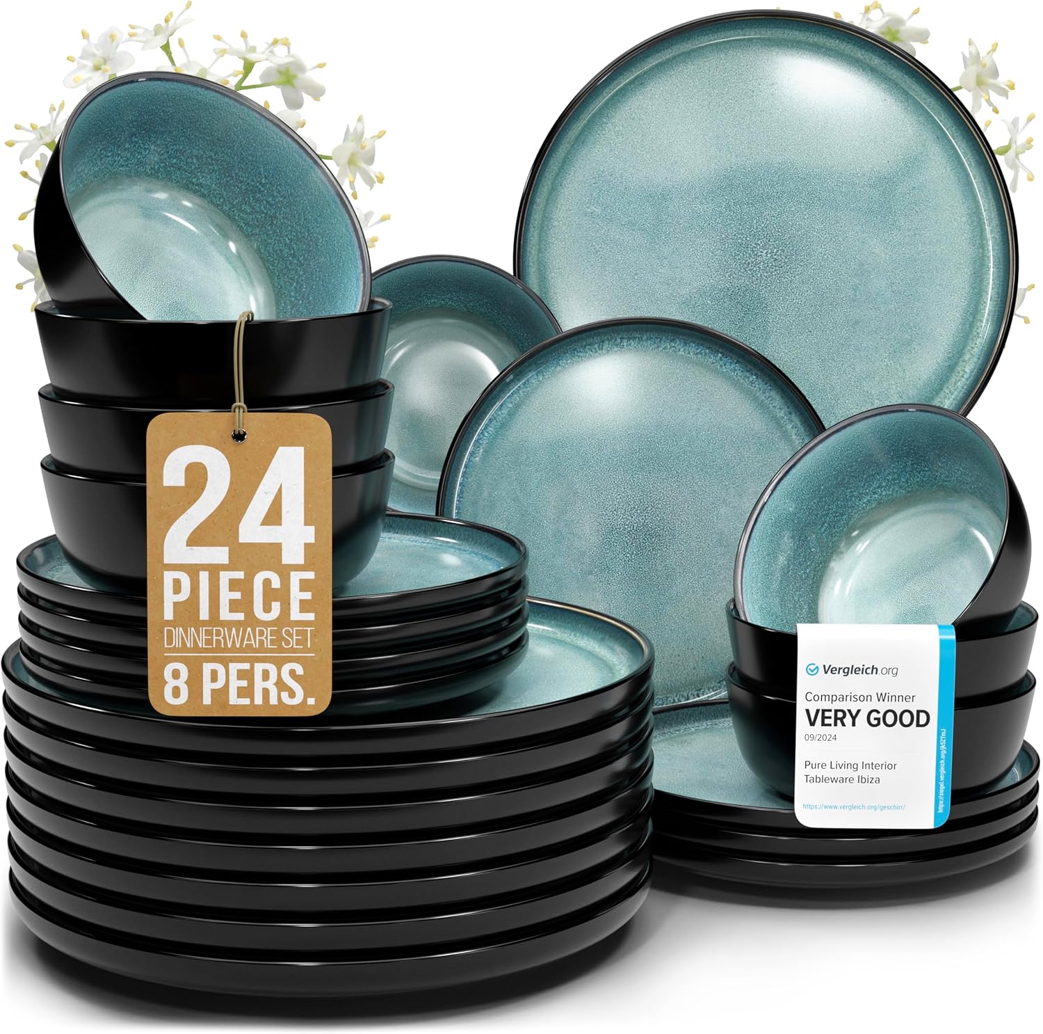 Detalle de 24 Piece Stoneware Dinnerware Set for 8