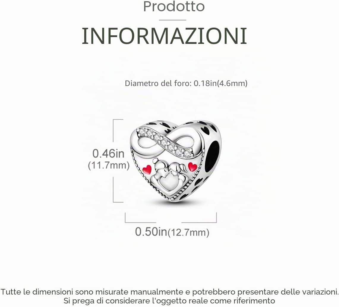 Detalle de CYCUFF Charms in Argento Sterling 925 per Bracciale e Collane Europee – Perline Gioielli, Regalo per Donne