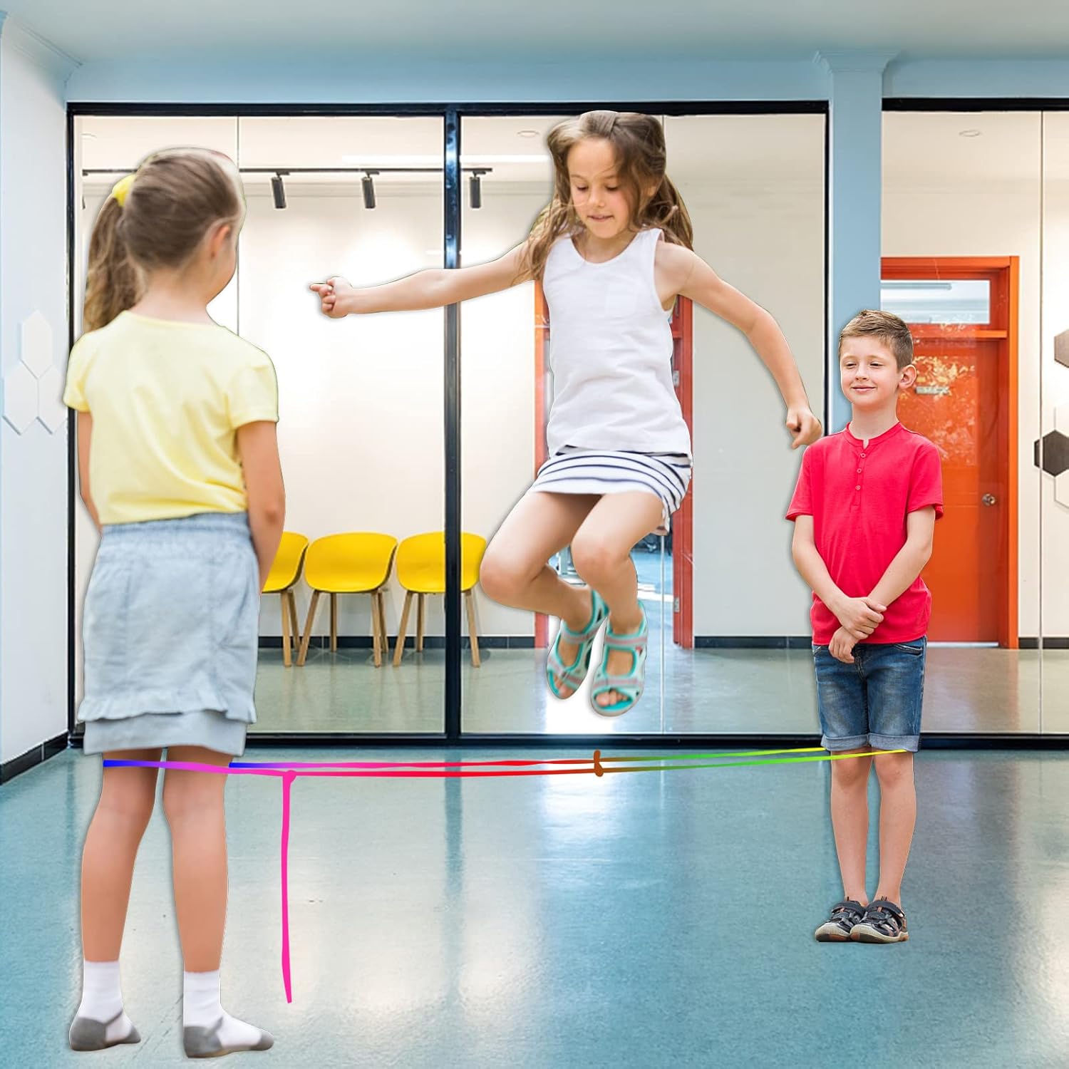 Thumbnail 5 de Faburo Gummitwist Kinder (2 Stück) mit Anleitung – Hüpfgummi für Indoor & Outdoor, ca. 4 m lang, ca. 1 cm breit