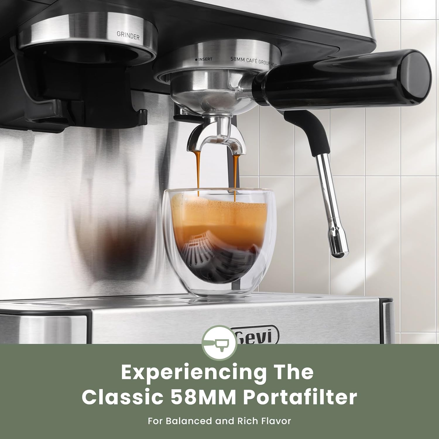 Detalle 2 de Gevi 20 Bar Espresso Machine with Grinder