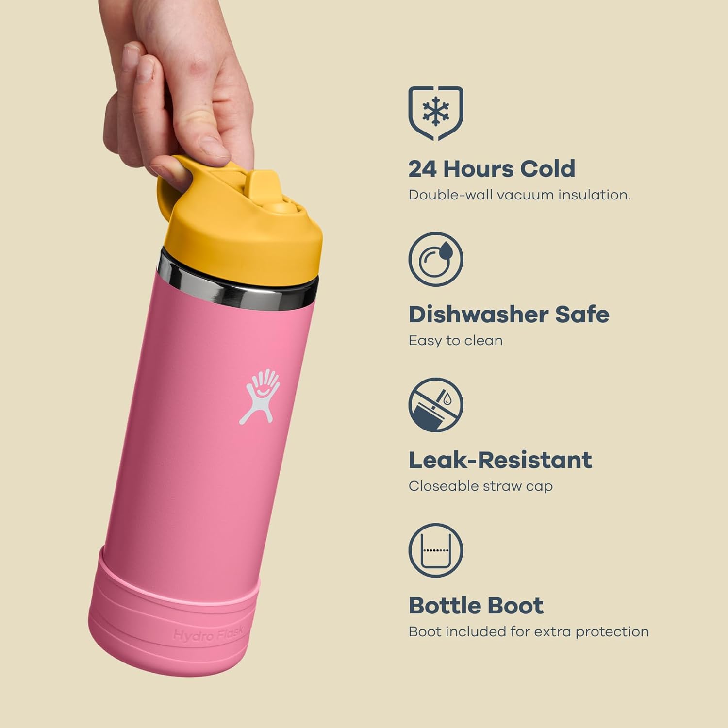 Thumbnail 6 de Hydro Flask Kids Water Bottle for School - 18 oz (Anemone Purple)
