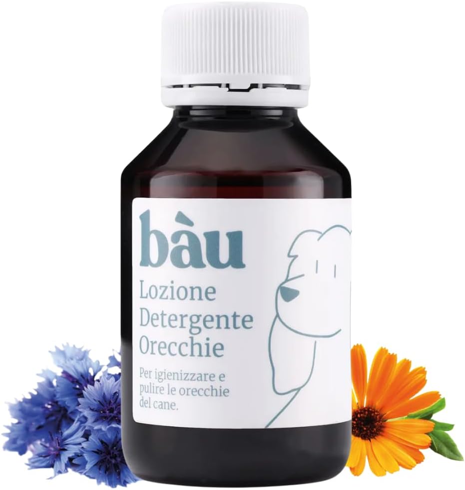 Bau Pulizia Orecchie Cane Delicata con Aloe Vera, Camomilla e Calendula – Detergente per Orecchie