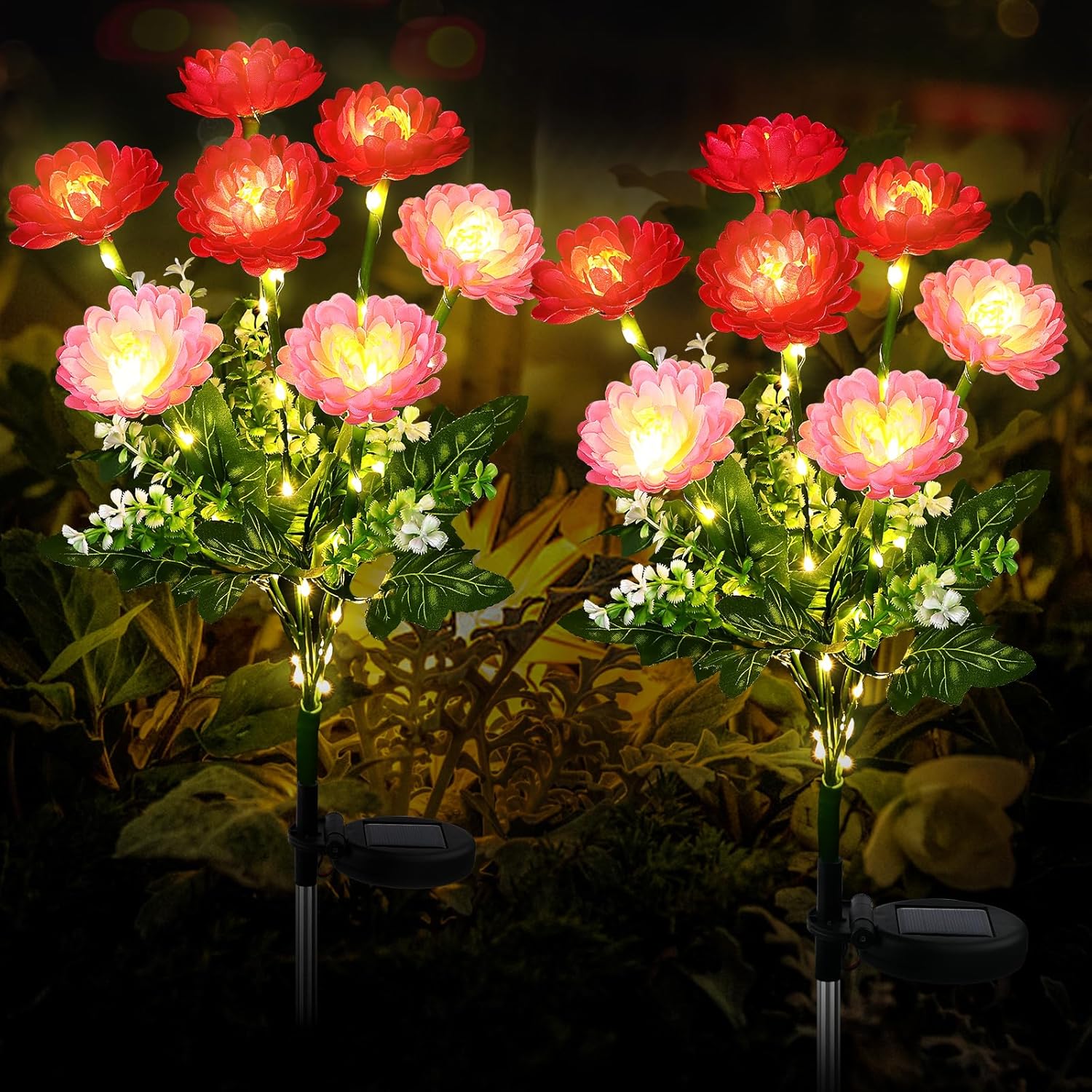 Thumbnail 6 de FWLWTWSS Solar Flower Lights Outdoor Garden – 2 Pack Snow Lotus Style