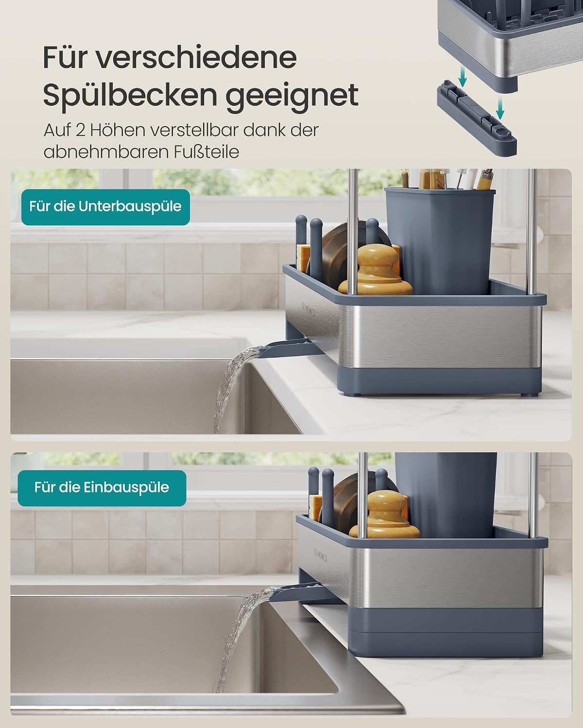 Thumbnail 6 de SONGMICS Spülbecken-Organizer mit Schwammhalter, Edelstahl – KCS555GN01