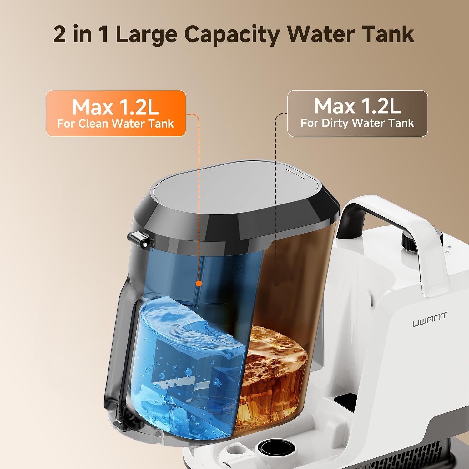 Detalle 2 de uwant Y100OXY Portable Carpet Cleaner, 18Kpa Suction and Pet Pro Solution