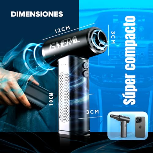 Thumbnail 8 de ISMERAL Soplador de Aire Potente 150000 RPM – Pack completo (6000 mAh, 9 boquillas)