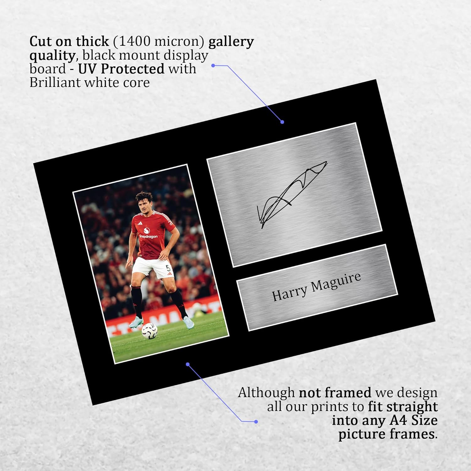 Thumbnail 2 de HWC Trading Harry Maguire Signed Autograph Print (A4) – Ready-to-Gift Display