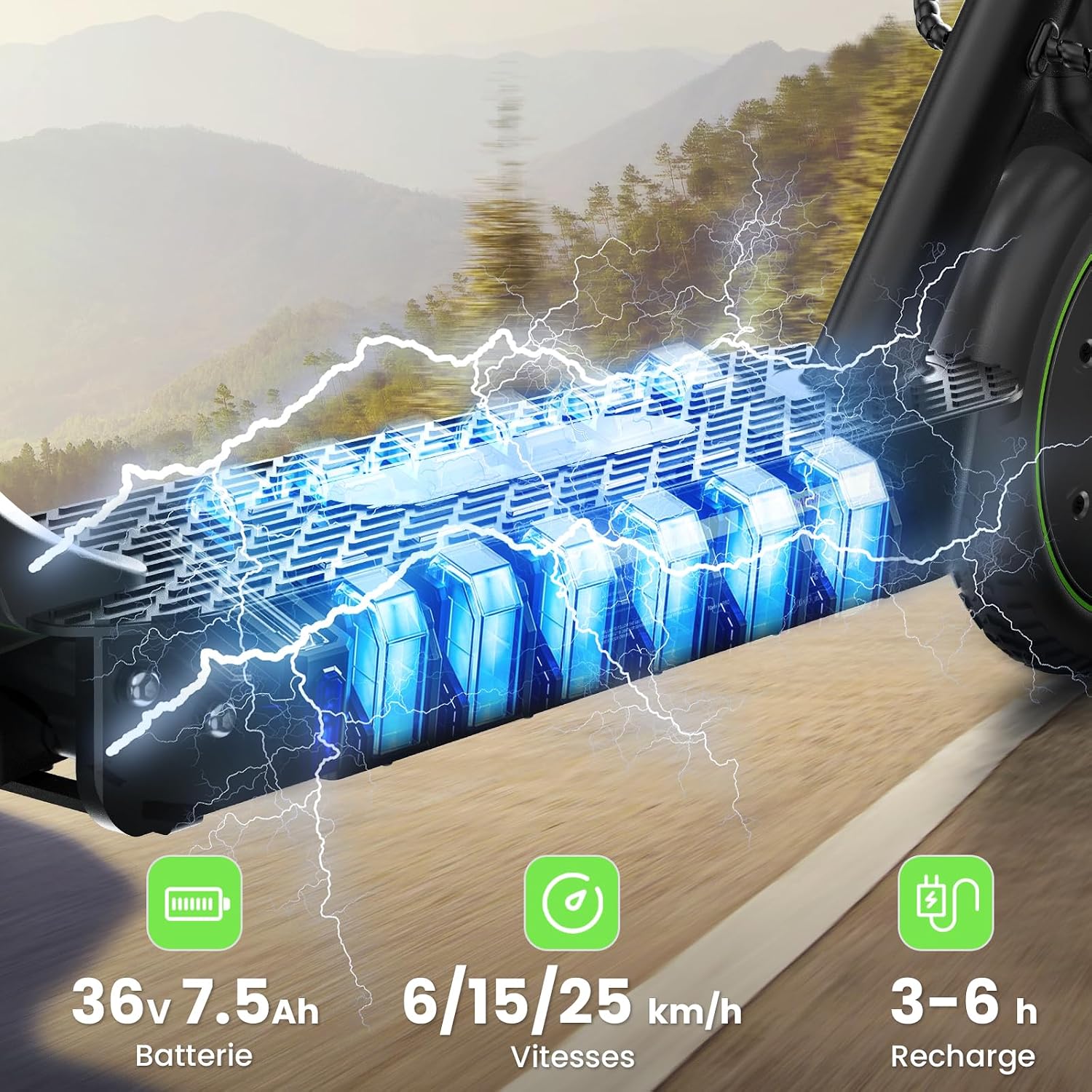 Detalle de isinwheel S9Pro trottinette électrique adulte pliable 350W, autonomie annoncée 30 km