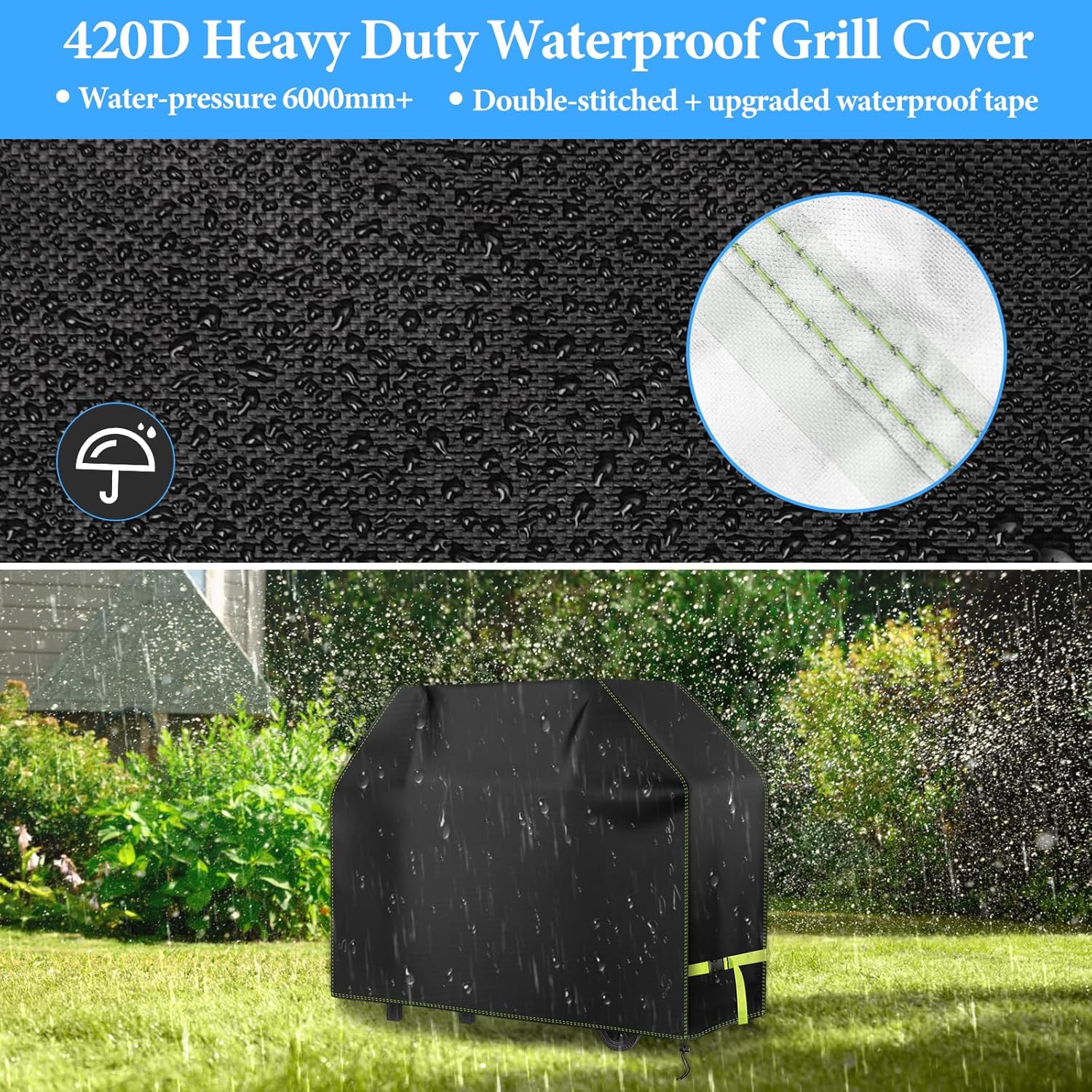 Thumbnail 3 de VDISRR Grillabdeckung Wetterfest 127x61x117 cm – 420D Oxford Abdeckung für 2‑Brenner Gasgrill