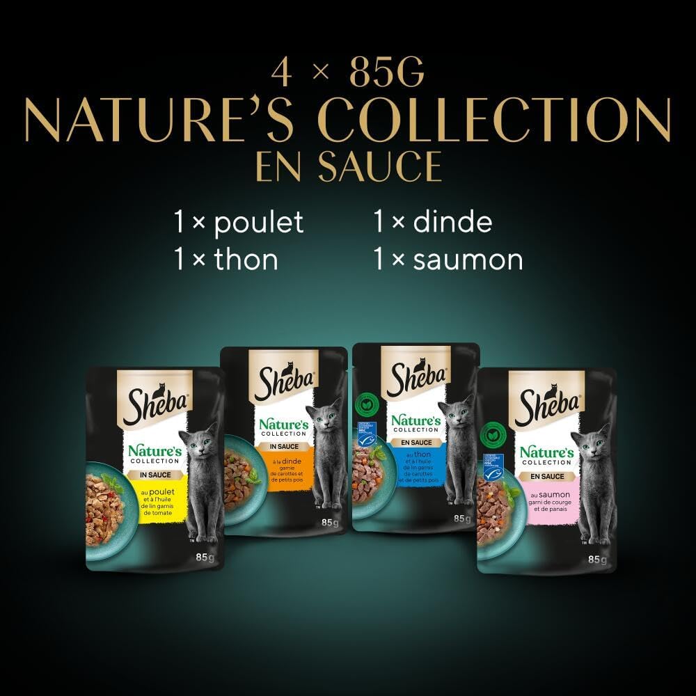 Thumbnail 6 de Sheba Nature’s Collection — nourriture humide pour chats adultes en sauce (Terre & Mer), 4 variétés