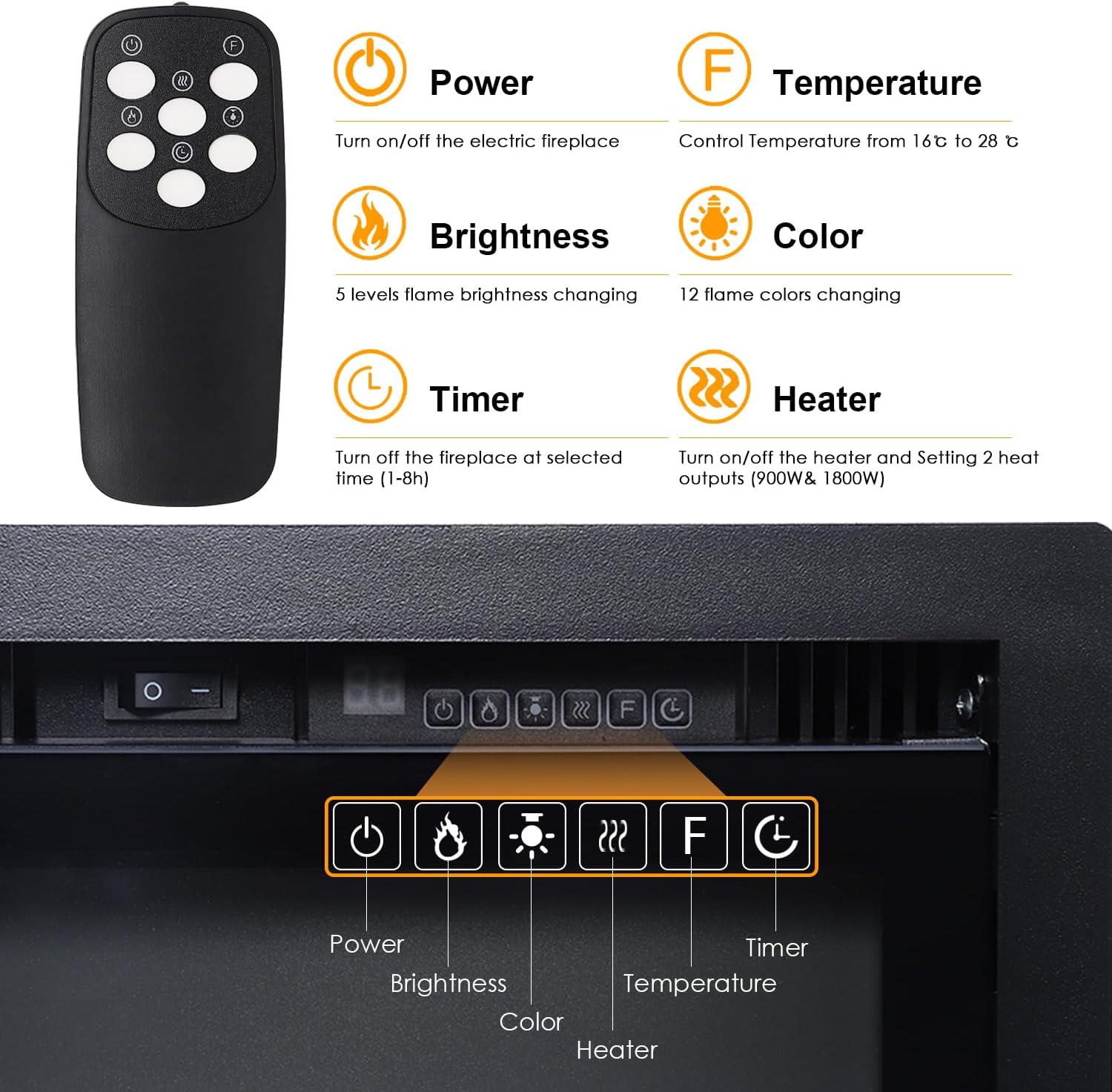 Thumbnail 3 de INMOZATA Electric Fire Wall Mounted/Recessed/Freestanding 102cm Electric Fireplace with Remote & Touch Screen Control 12 LED Color Flame Effect, 2 Heat Settings 900W&1800W, Crystal & Log Set
INMOZATA Electric Fire Wall Mounted/Recessed/Freest…