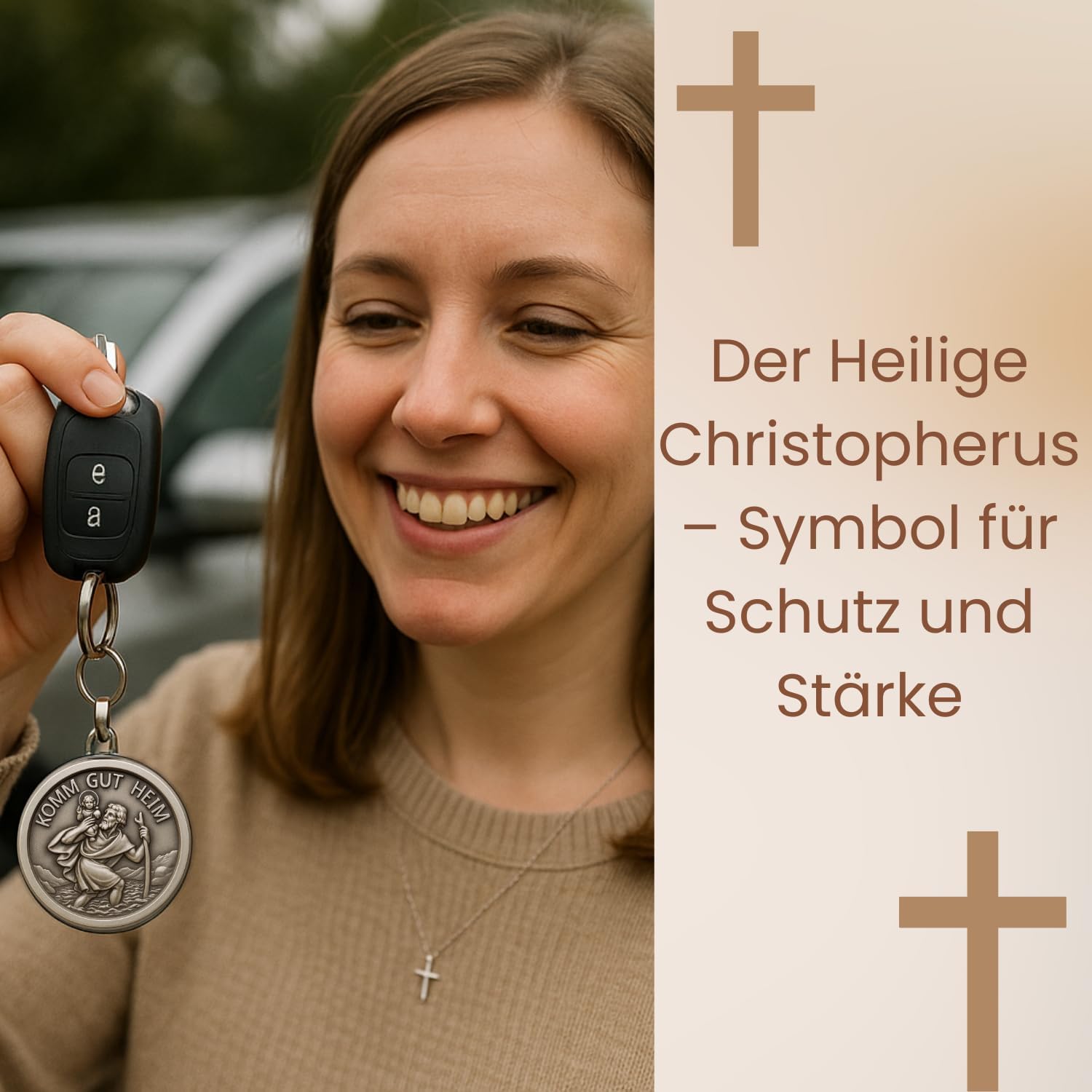 Thumbnail 3 de ELBKAISER Christopherus Auto-Schlüsselanhänger mit Schutzpatron-Motiv für Autofahrer