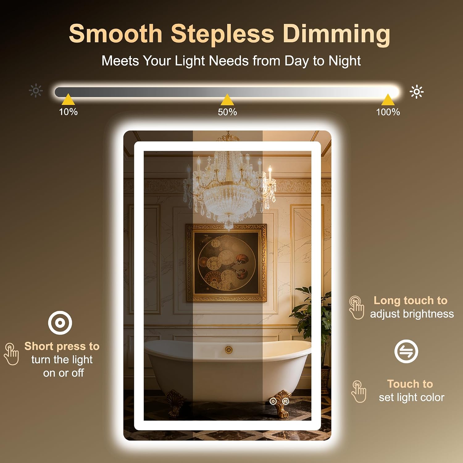 Detalle de LAWADA LED Bathroom Mirror, 24 x 36 inches