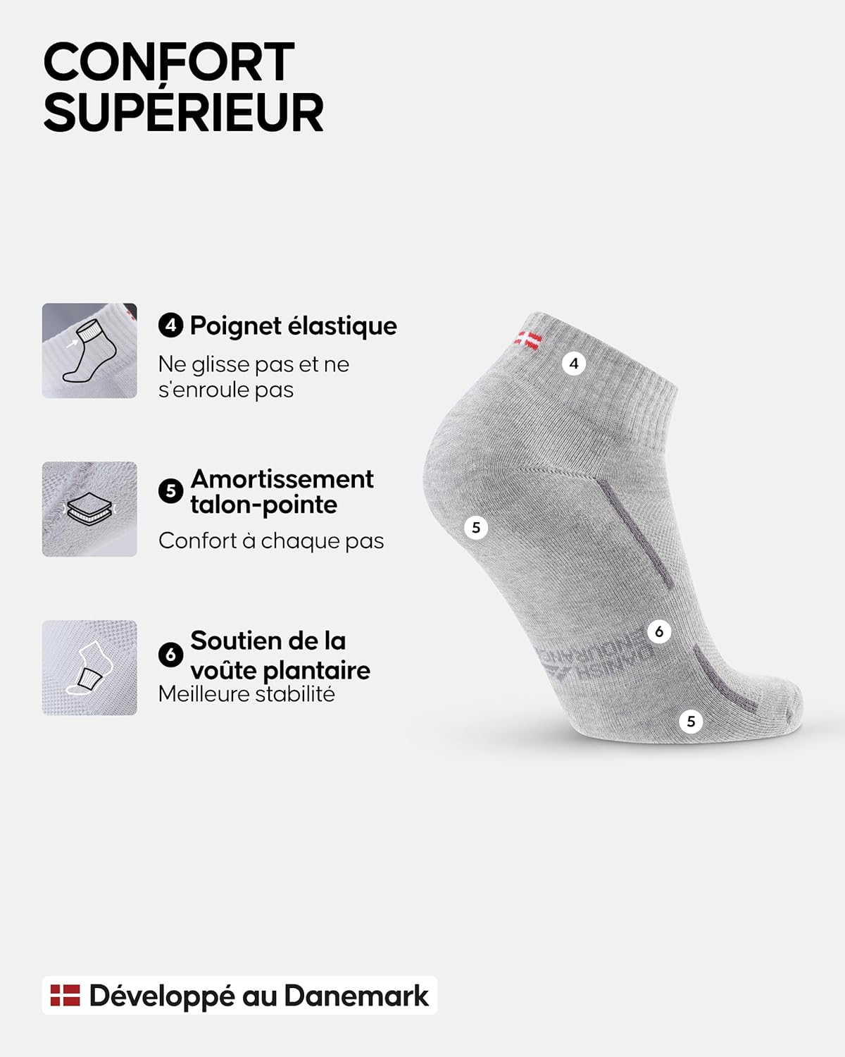 Detalle 2 de DANISH ENDURANCE chaussettes sport en coton bio