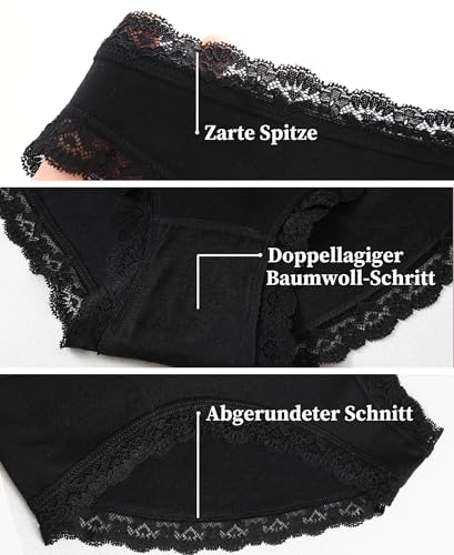 Detalle de Sth Big Culotte Femme Coton avec Dentelle – Lot de 6, Confort et Élégance au Quotidien