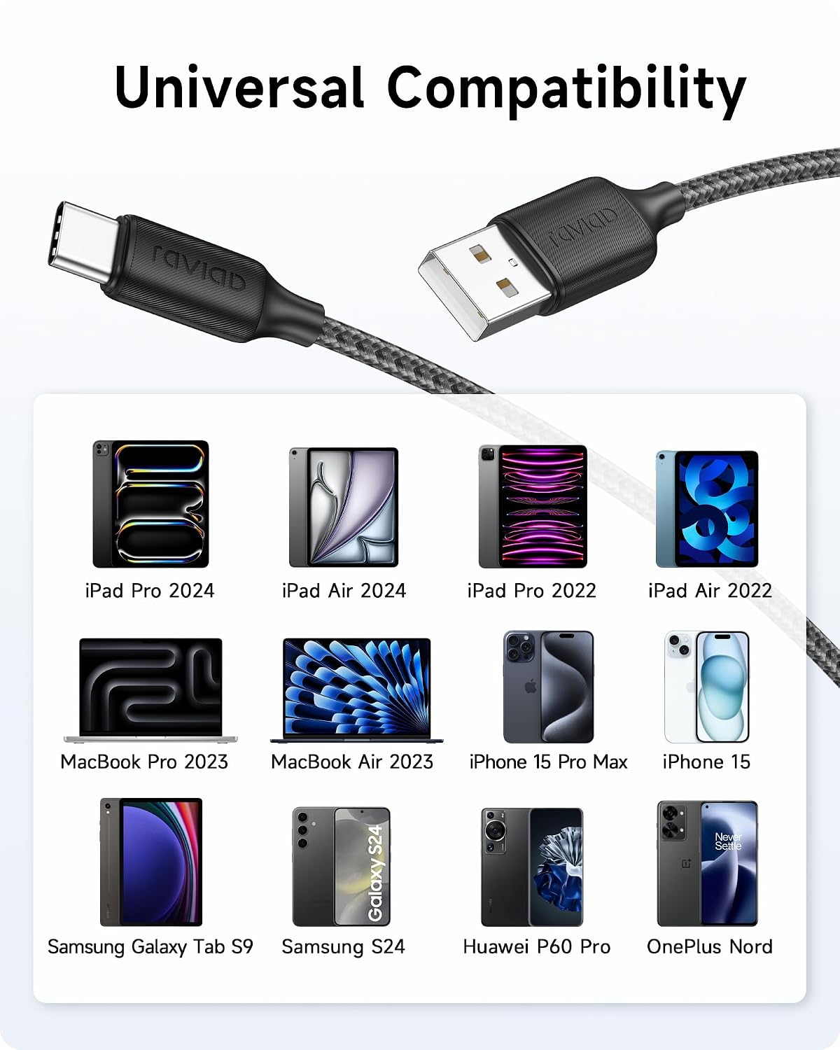 Thumbnail 6 de RAVIAD Cavo USB Type-C 3M A USB C Ricarica rapida