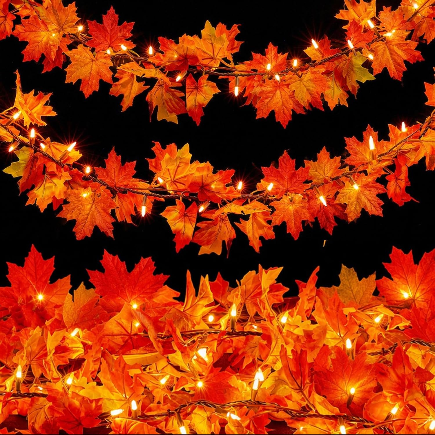 Detalle de Meknow HCH-50/1FD15 Fall Garland Lights, 9 ft, 50 Orange Bulbs, Connectable
