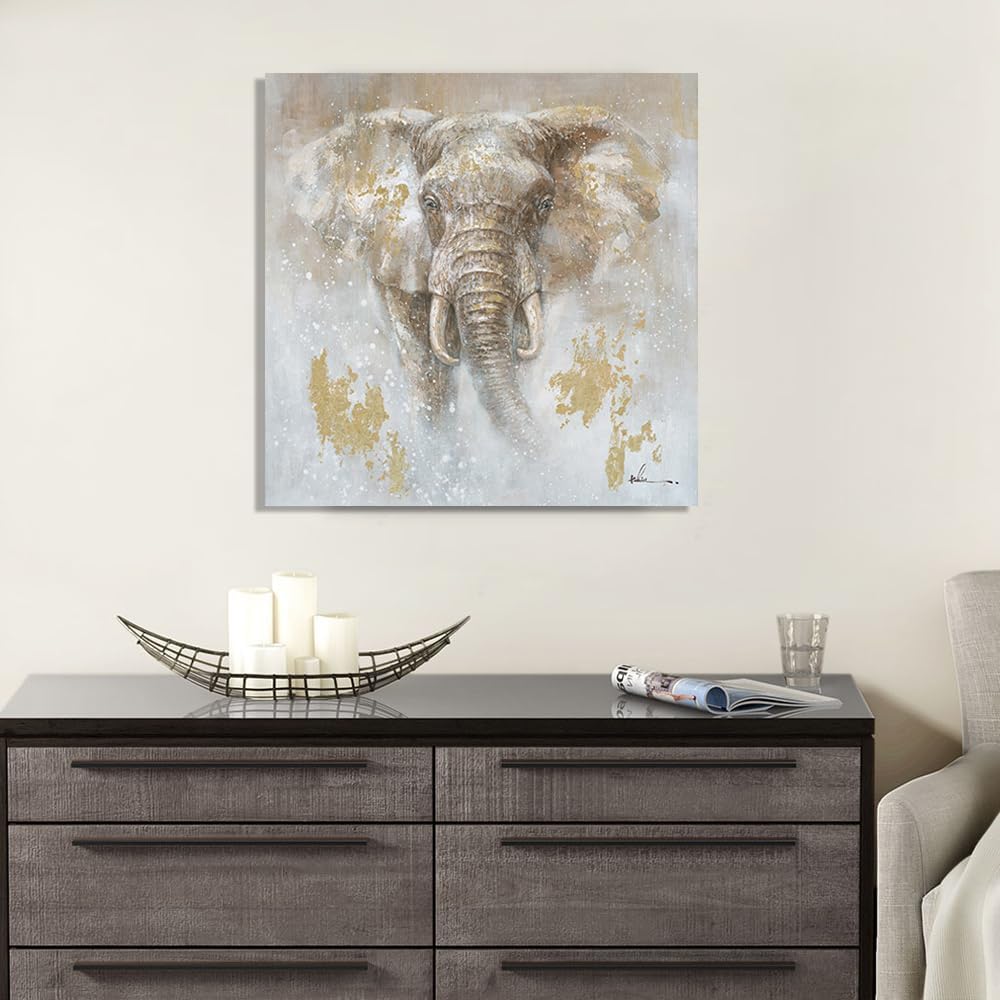 Detalle de Kunstorner Elephant Canvas Wall Art, 24 x 24 Inches