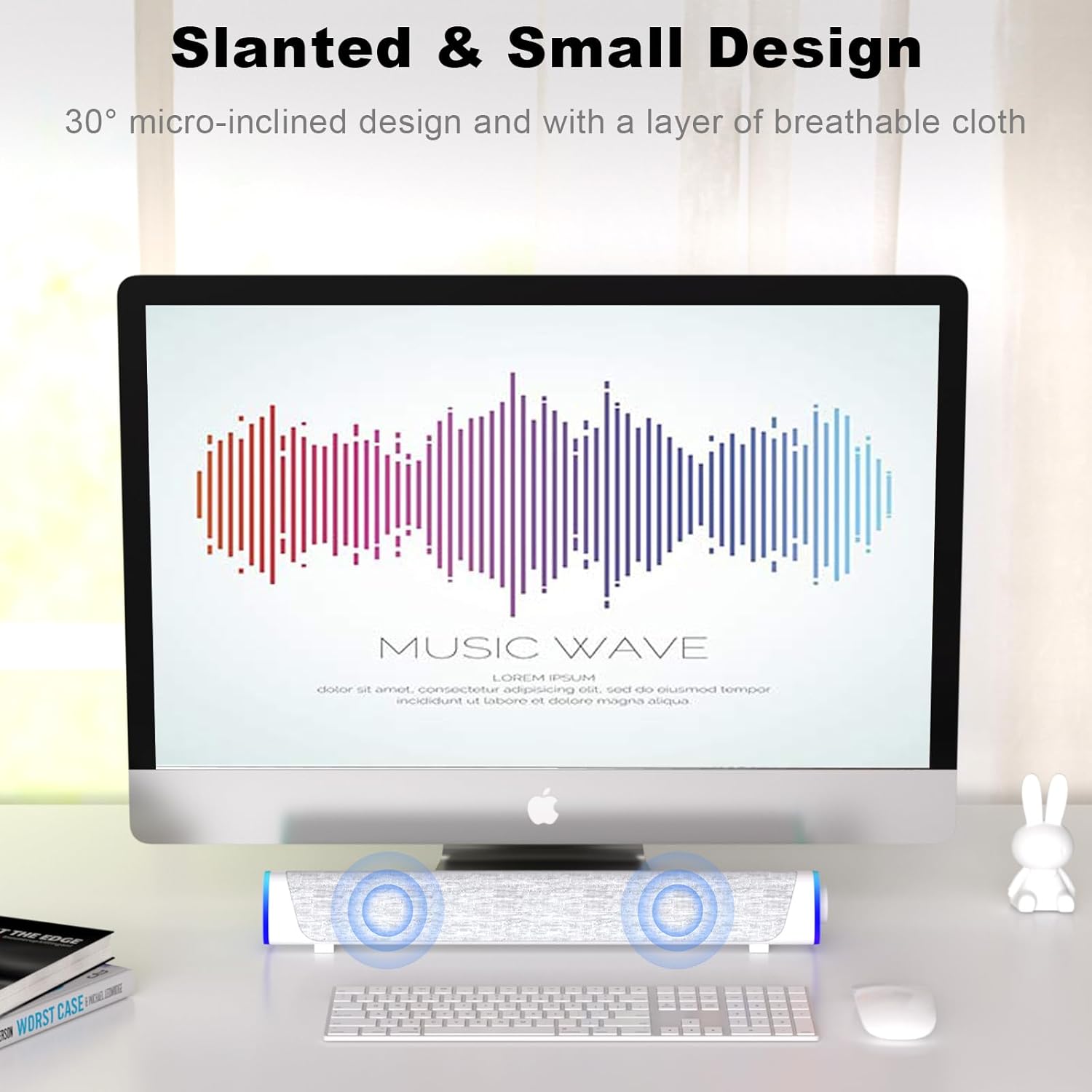 Thumbnail 6 de SOULION R30 USB-Computerlautsprecher mit LED-Lichtern und 3,5-mm-Audioanschluss (weiß)