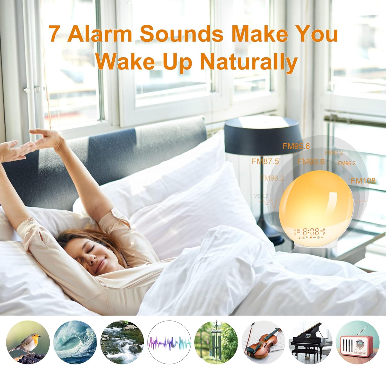 Thumbnail 2 de ARTINABS Sunrise Alarm Clock with 11 colours and FM radio ⏰