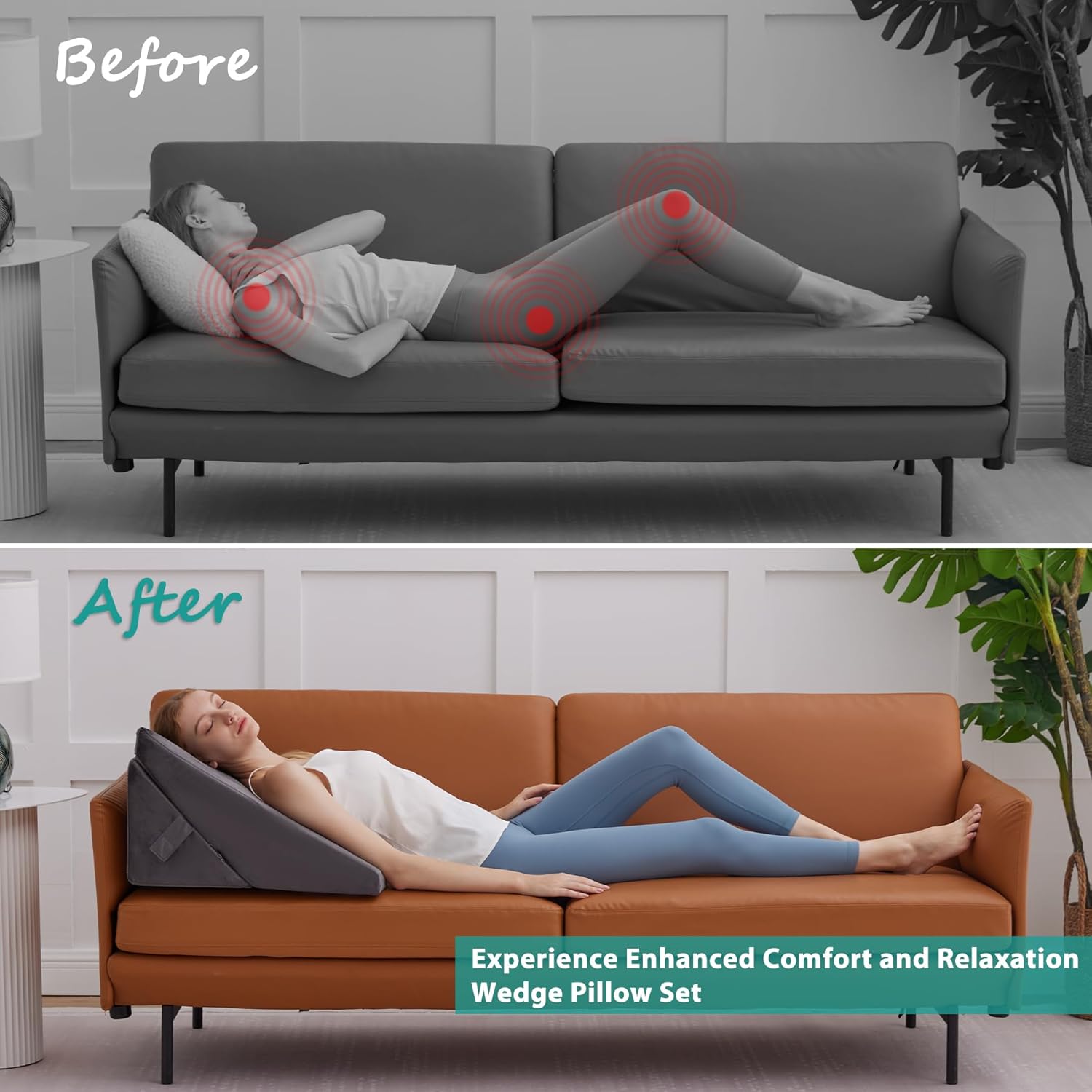 Thumbnail 2 de Bedluxe BD2023D555530DMR-2X Adjustable Wedge Pillow Set, 9- and 12-Inch Memory Foam