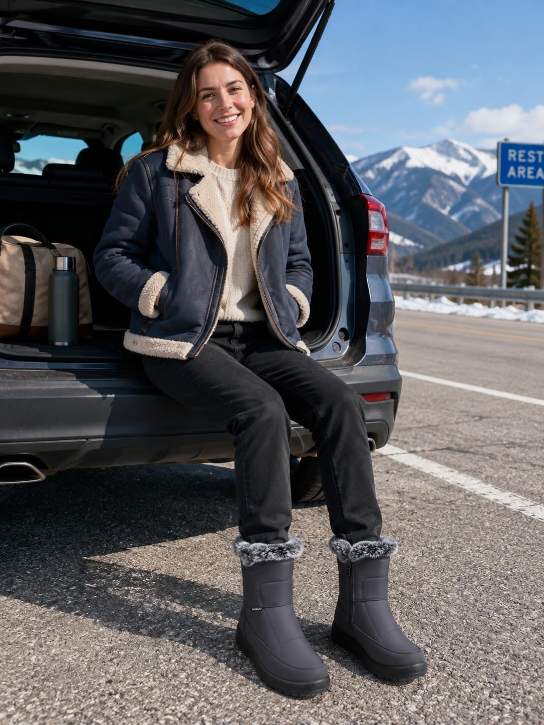 Detalle de SHIBEVER Women's Snow Boots with Faux Fur Lining