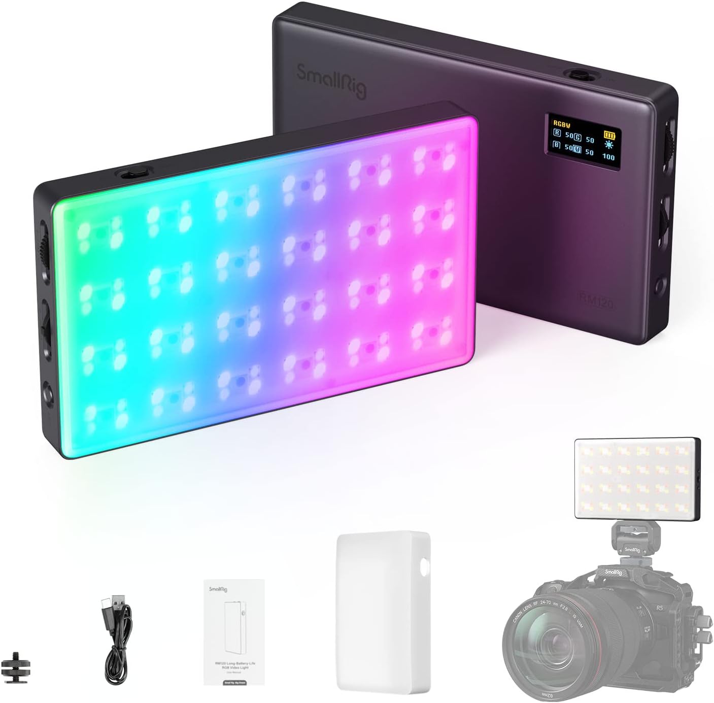 SmallRig RM120: Luce LED portatile RGB da 120 LED con batteria integrata da 5000 mAh
