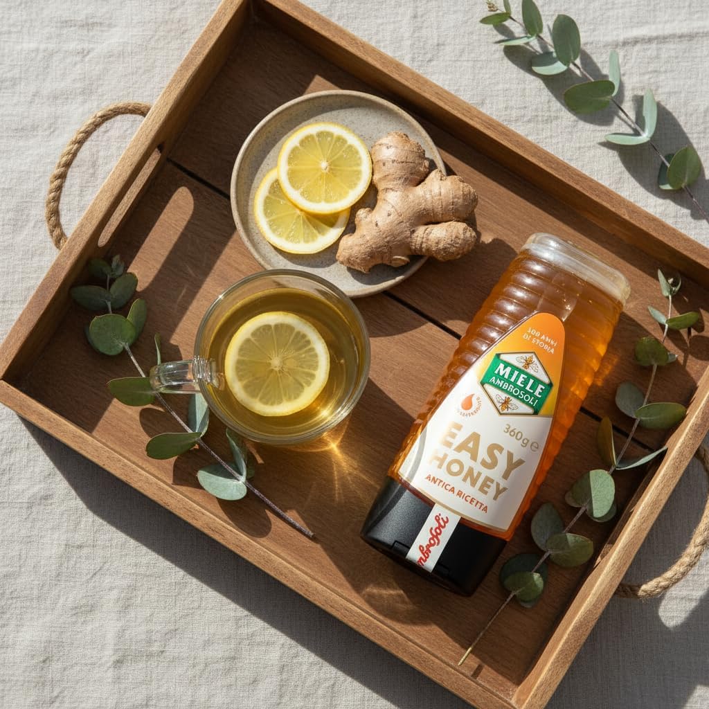 Detalle de Ambrosoli Easy Honey 360 g – miele in flacone squeeze con dosatore salvagoccia