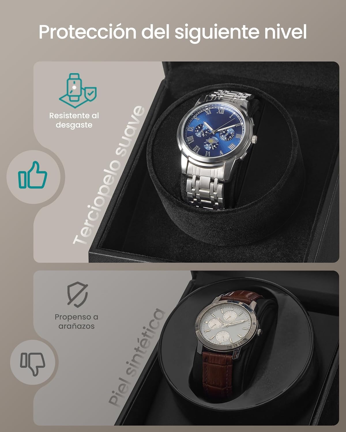 Detalle 2 de SONGMICS enrollador automático de reloj 4 modos