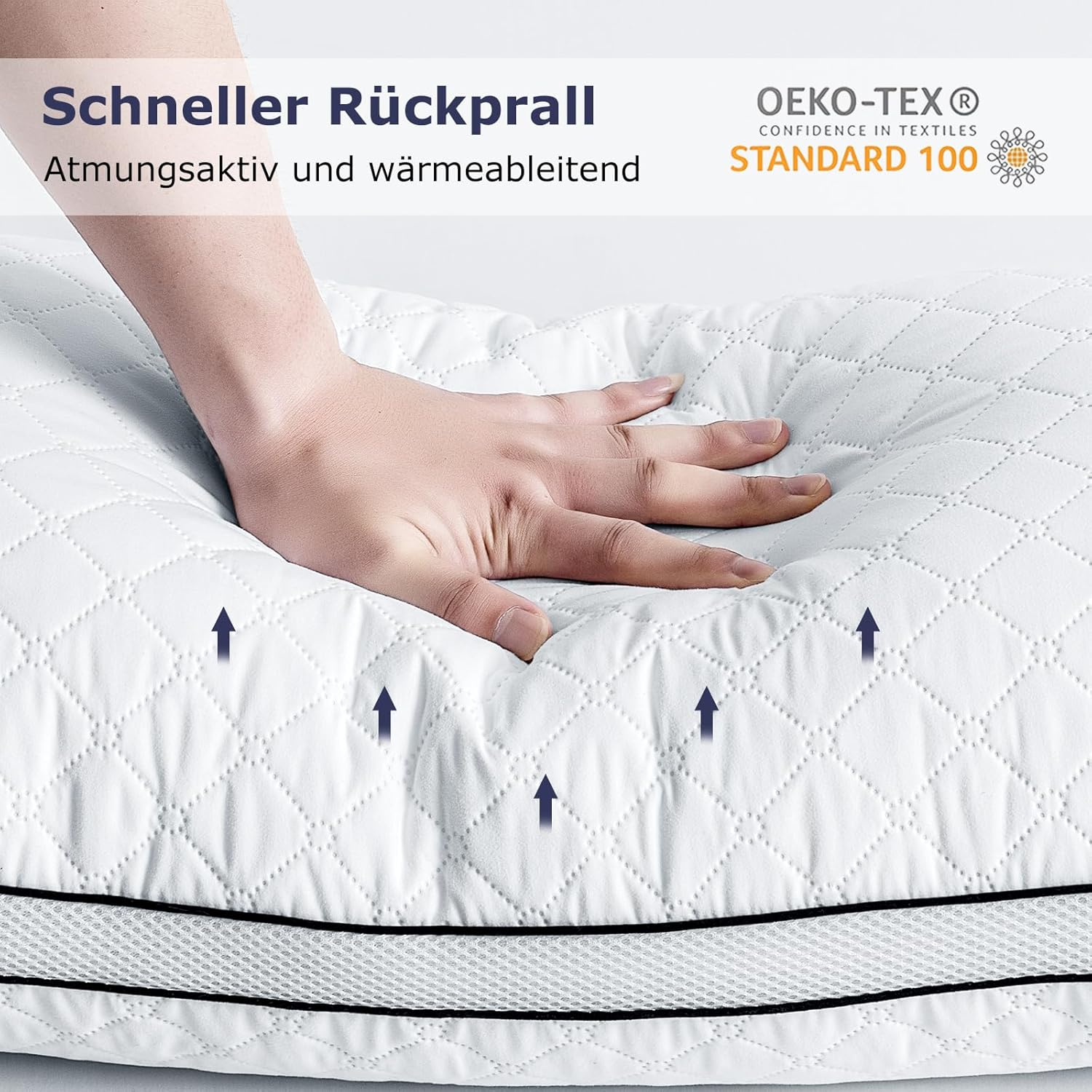 Thumbnail 4 de Slybear Kopfkissen 40x80 cm 2er-Set – orthopädisches Seitenschläferkissen, waschbar und für Allergiker