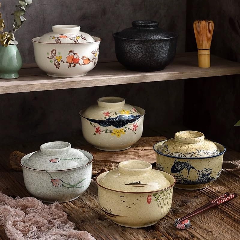 Detalle 1 de TuYines 024F – ceramiczna miska do ramenu 800 ml z pokrywką i japońskim wzorem