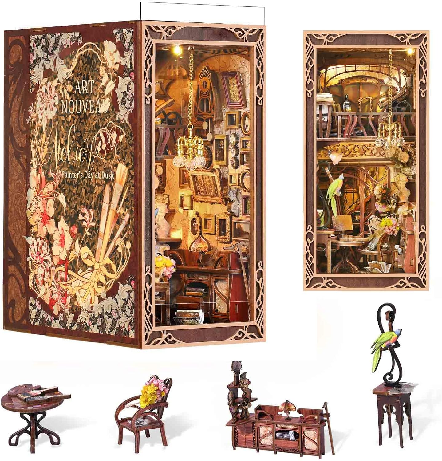Thumbnail 6 de MiniCity Book Nook – Miniatur-Haus 3D-Holz-Puzzle als Buchstütze (Alice im Wunderland)