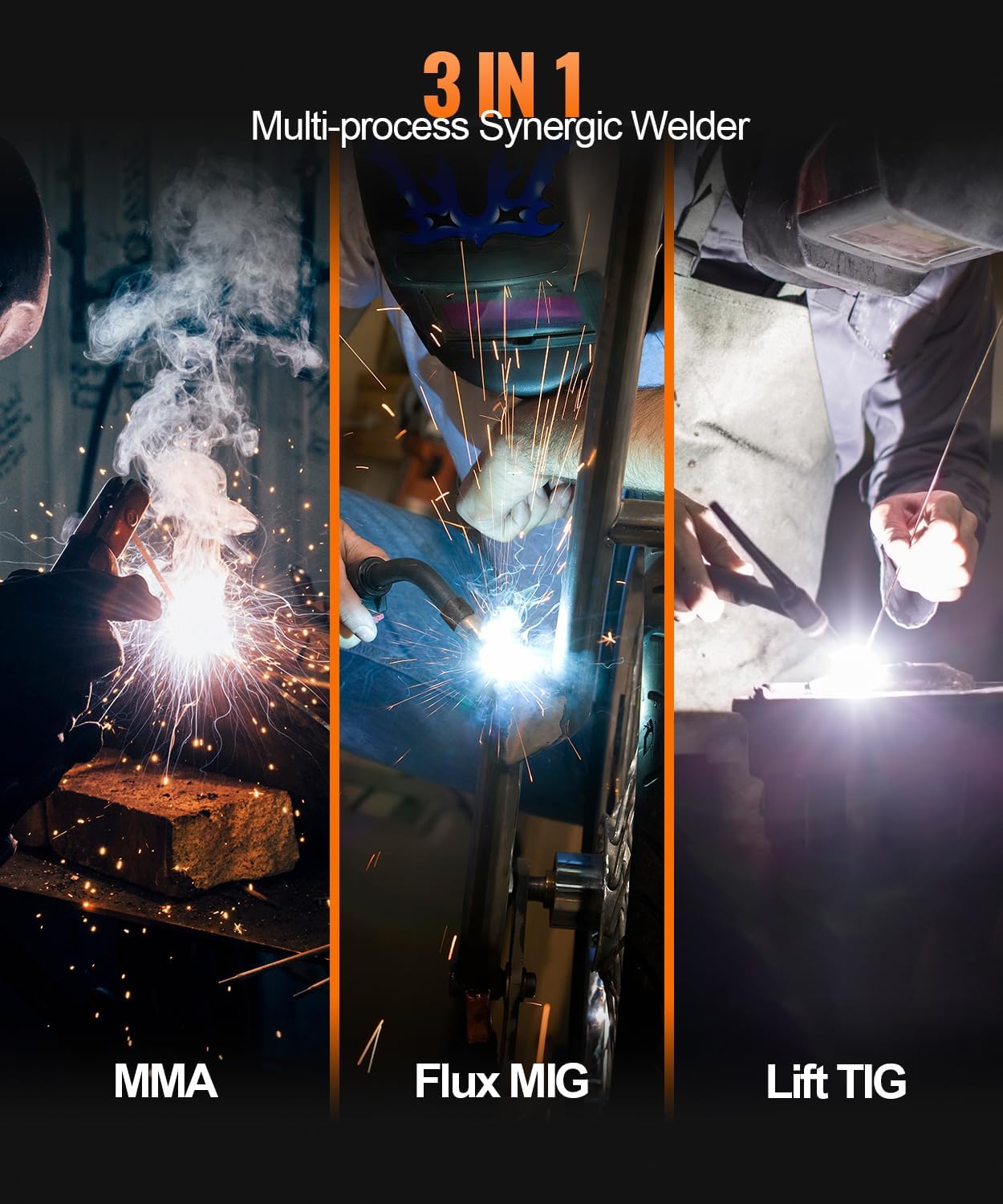 Thumbnail 2 de HITBOX HBM200 200A Gasless MIG Welder (240V) – Portable IGBT Inverter 3-in-1 MIG/Stick/Lift TIG