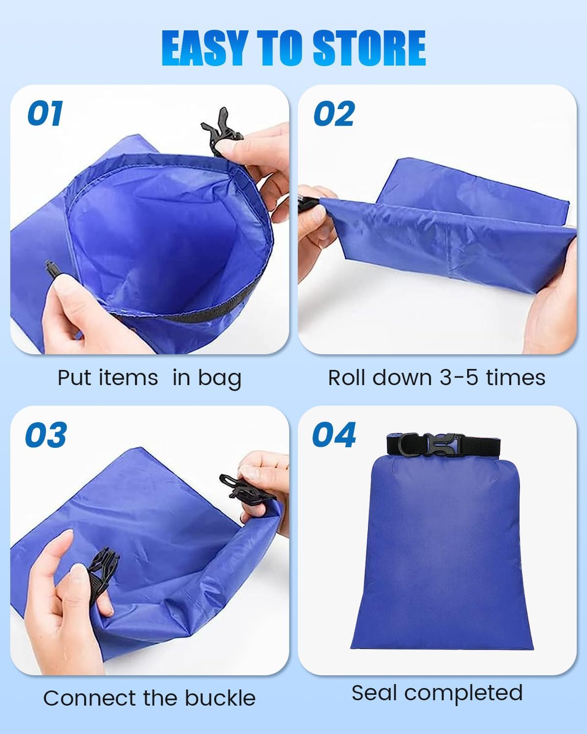 Thumbnail 3 de 8-Piece Waterproof Dry Bag Set with roll-top closures (12L–1.5L) for hiking, camping, cycling and fishing