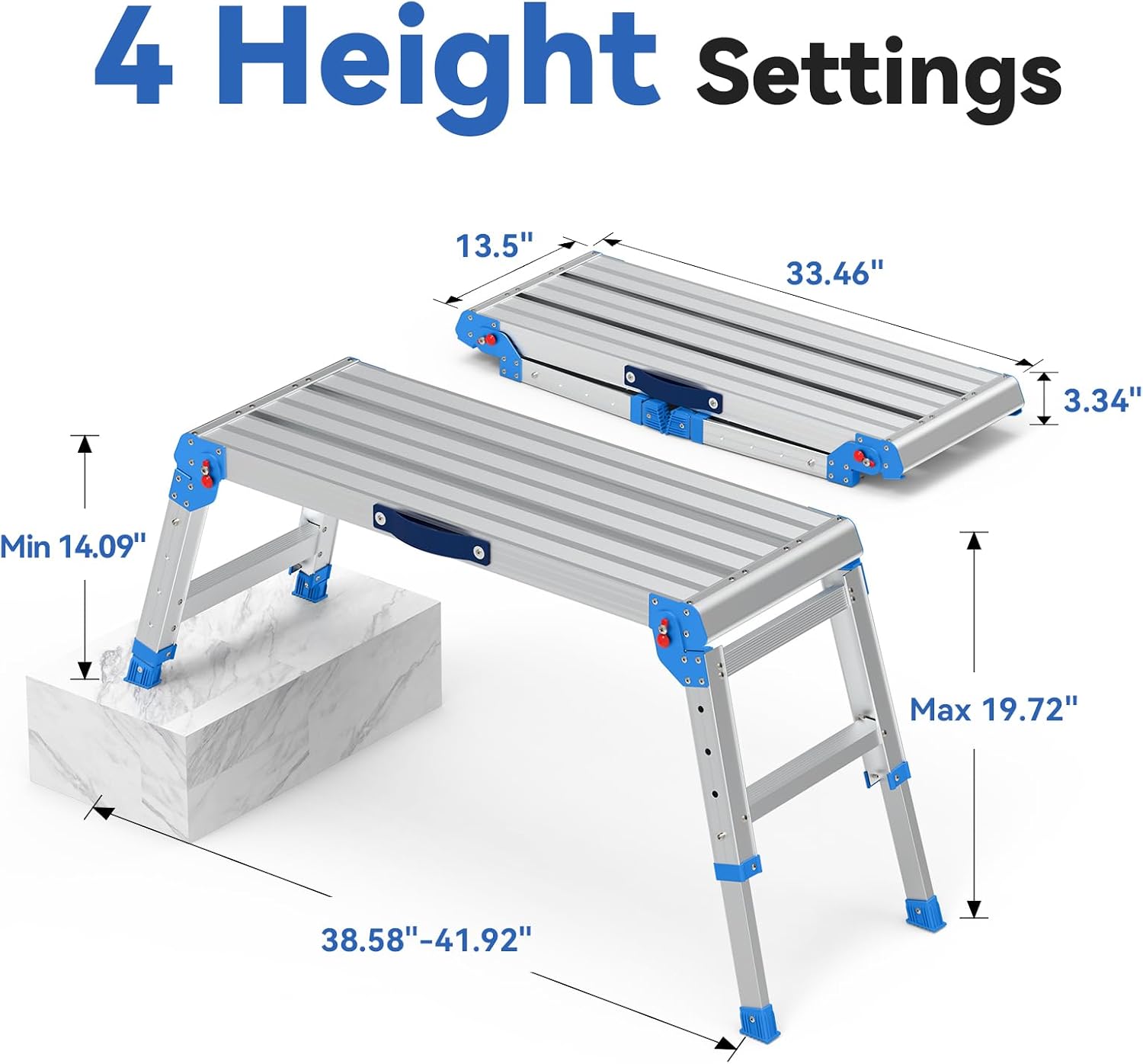 Detalle 2 de Loyoda FBL900475 Folding Work Platform, 600 lb Capacity, 4-Level Height