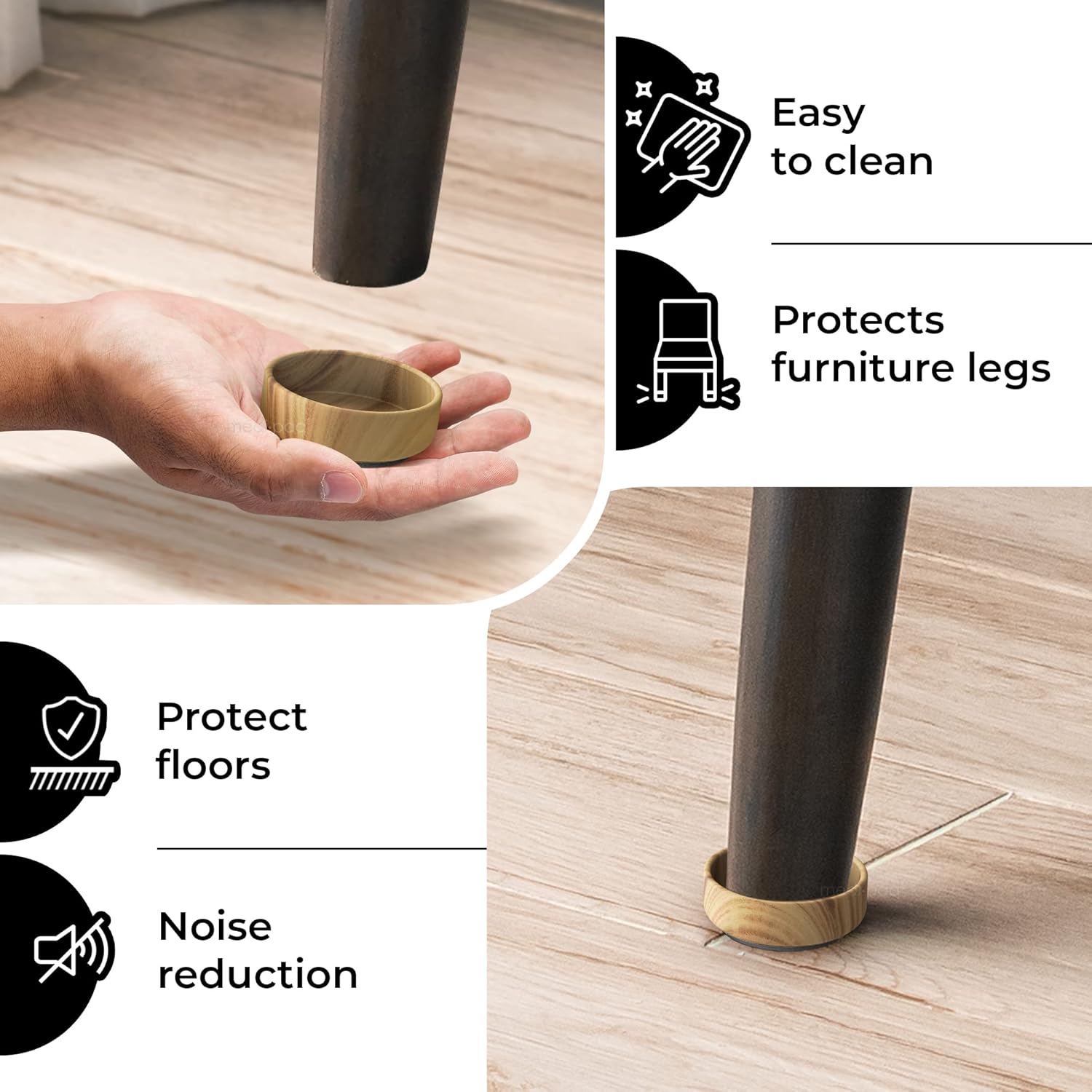 Thumbnail 6 de Medipaq Felt Castor Cups 60mm for Chairs