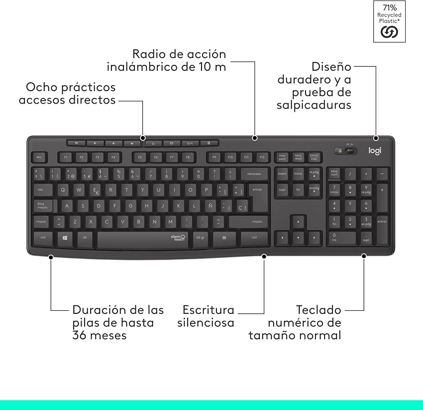 Thumbnail 6 de Logitech MK295 combo inalámbrico 90% menos ruido