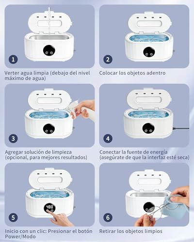Detalle de Limpiador Ultrasonidos 50000HZ 350ML de Vyzlix: Limpieza profunda para joyas, gafas y relojes