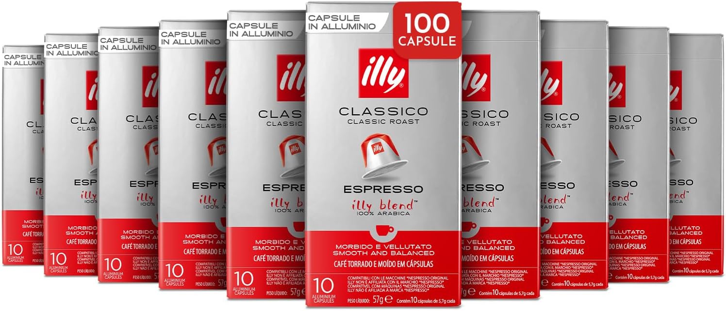 Detalle de illy CLASSICO: Caffè in Capsule Compatibili in Alluminio, 100% Arabica, 100 Capsule Totali