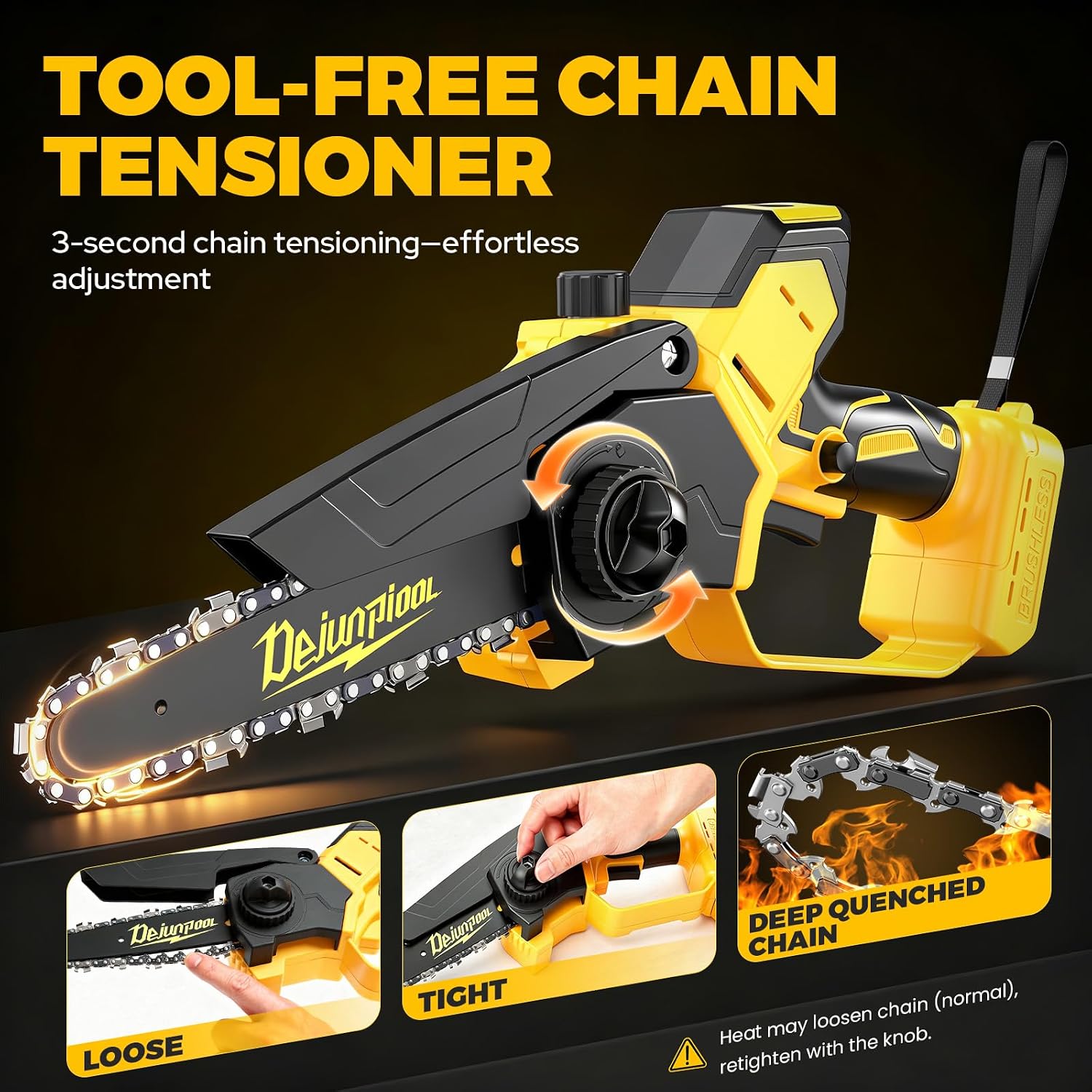Thumbnail 6 de DEJUNPIOOL JY-CH0701 Cordless Mini Chainsaw, 6- and 8-Inch, Brushless