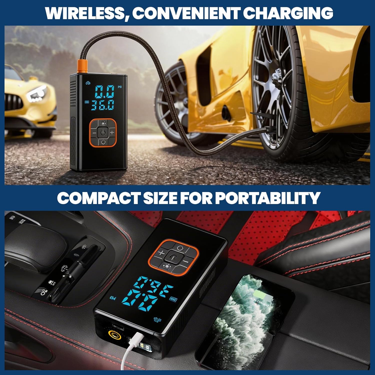 Thumbnail 6 de Rivlox Car Tyre Inflator Air Compressor: Cordless 150 PSI with Digital Dual Gauge