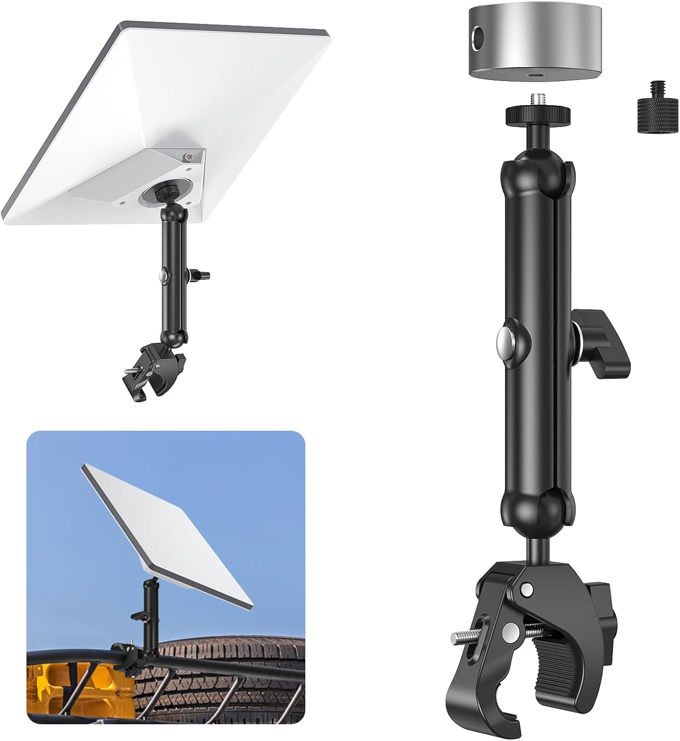 Detalle de EDUP 2025 Starlink Mini Adjustable Mount Kit – Aluminum Pole & Clamp Adapter
